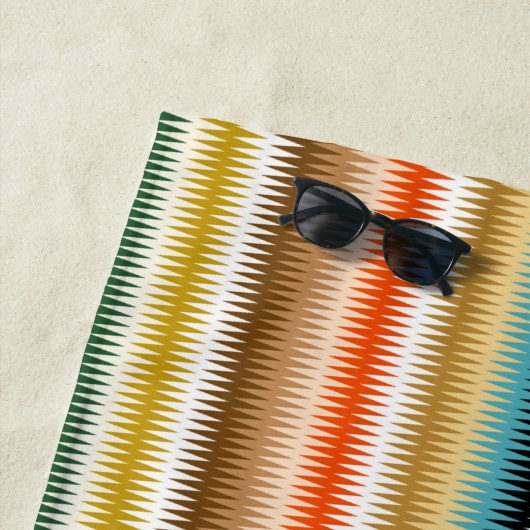 波状カラフルジグザグ数々の模様 ビーチタオル (インサイチュ)