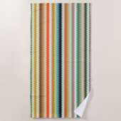 波状カラフルジグザグ数々の模様 ビーチタオル (正面)