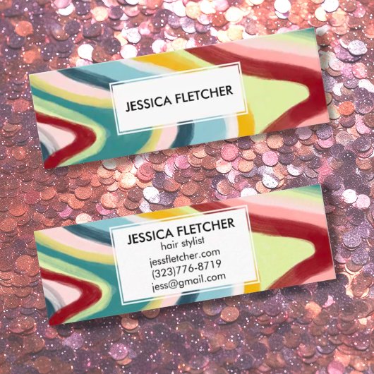 波状カラフルストライプミニマルカッコいい スキニー名刺