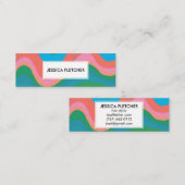 波状カラフルストライプミニマルカッコいい スキニー名刺 (正面/裏面)