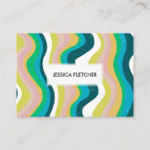 波状カラフルストライプミニマルカッコいい 名刺 (正面)