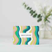 波状カラフルストライプミニマルカッコいい 名刺 (スタンド正面)