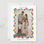 波状カラフルモダンフレーム写真クリスマス シーズンカード (正面)