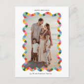 波状カラフルモダンフレーム写真クリスマス シーズンポストカード (正面)