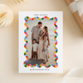 波状カラフルモダンフレーム写真クリスマス シーズンポストカード
