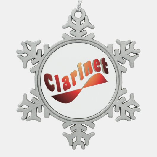 波状クラリネット スノーフレークピューターオーナメント (正面)