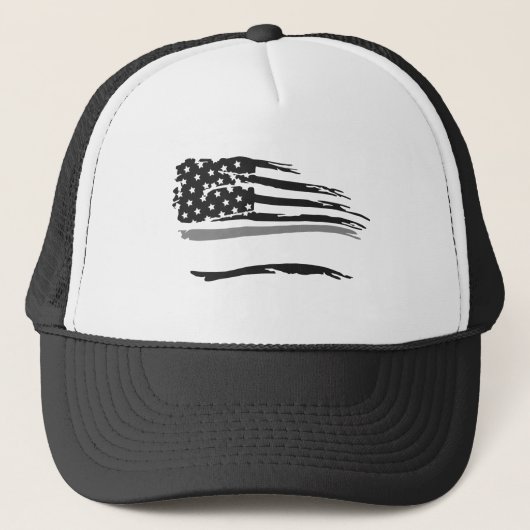 波状グランジ役員灰色ラインフラグ キャップ (正面)