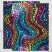 波状グリッター数々の色スクラップブック紙 (正面/裏面)