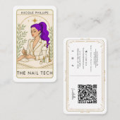 波状コズミックパープルヘア爪、 ネイルテクソーシャルメディアQR 名刺 (正面/裏面)