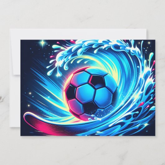 波状サッカー ボール 未来 オシャレ 海 サッカー サーフィン 案内状 (正面)