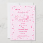 波状スクライブルハンド描画bearly待ち赤ちゃんシャワー 招待状 (正面)