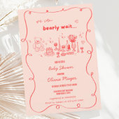 波状スクライブルハンド描画bearly待ち赤ちゃんシャワー 招待状