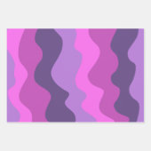 波状ストライプカラフルピンク紫レトロ自然贈り物 ラッピングペーパーシート (正面)