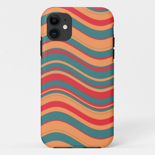 波状ストライプパターン(赤、ピンク、青) Case-Mate iPhoneケース (裏面)