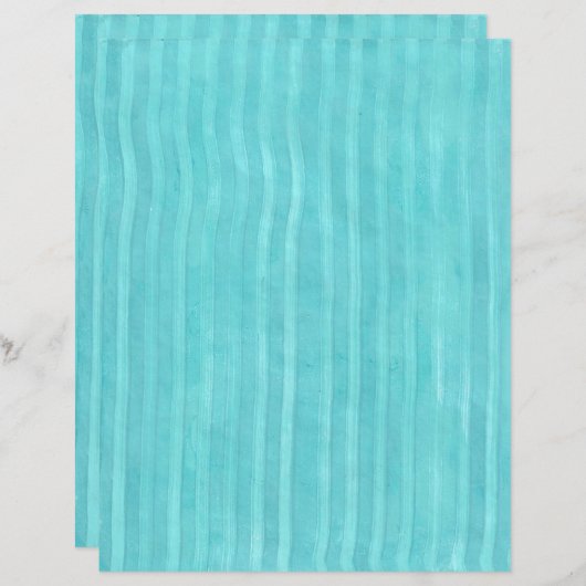 波状ターコイズとティール（緑がかった色）波状線スクラップブック紙 (正面/裏面)