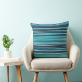 波状ターコイズと青ストライプ色 クッション (椅子)