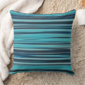 波状ターコイズと青ストライプ色 クッション (ブランケット)
