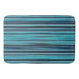 波状ターコイズと青ストライプ色 バスマット