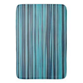 波状ターコイズと青ストライプ色 バスマット (正面縦)