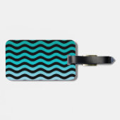 波状ターコイズストライプパターン ラゲッジタグ (裏面横)