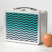 波状ターコイズストライプ メタルランチボックス (インサイチュ)