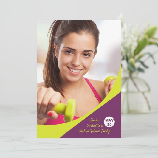 波状デザインフォトフィットネス招待状 招待状 (スタンド正面)