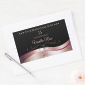 波状バラ金ゴールドデコーブラックモノグラム製品ラベル 長方形シール (封筒)