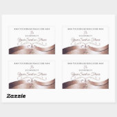 波状バラ金ゴールドデコーホワイトモノグラム製品ラベル 長方形シール (シート)