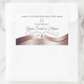 波状バラ金ゴールドデコーホワイトモノグラム製品ラベル 長方形シール (バッグ)