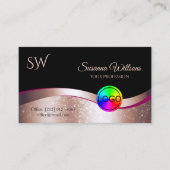 波状バラ金ゴールドデコールブラックロゴモノグラムと写真 名刺 (正面)