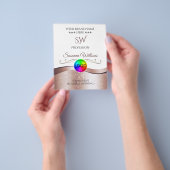 波状バラ金ゴールドデコールホワイトロゴとモノグラムフライヤー チラシ (手)