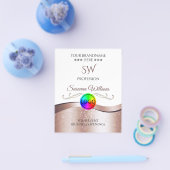 波状バラ金ゴールドデコールホワイトロゴとモノグラムフライヤー チラシ (シングル)