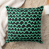 波状パターン – ターコイズ（黒） クッション (ブランケット)