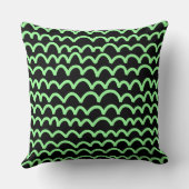 波状パターン – ミントグリーン(黒) クッション (裏面)