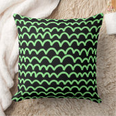 波状パターン – ミントグリーン（黒） クッション (ブランケット)