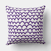 波状パターン – 白の深い紫 クッション (裏面)