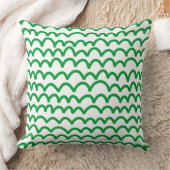 波状パターン – 白の草の緑 クッション (ブランケット)