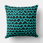 波状パターン – 黒のシアン クッション (裏面)