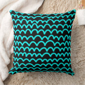 波状パターン – 黒のシアン クッション (ブランケット)