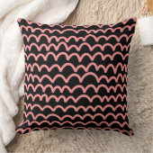 波状パターン – 黒のソフトピンク クッション (ブランケット)