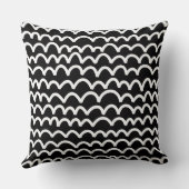 波状パターン – 黒の上に白 クッション (裏面)
