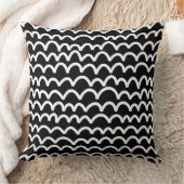 波状パターン – 黒の上に白 クッション (ブランケット)