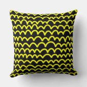 波状パターン – 黒の黄色 クッション (裏面)
