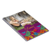 波状パーソナライズされたカラフルストライプ渦巻きパターン ノートブック (右側)