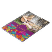 波状パーソナライズされたカラフルストライプ渦巻きパターン ノートブック (左側)