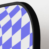 波状パーソナライズされた市松模様に|紫と白 ピックルボールラケット (左詳細)