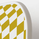 波状パーソナライズされた市松模様に |黄金と白 ピックルボールラケット (左詳細)