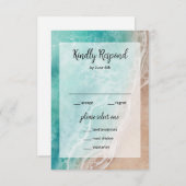 波状ビーチシーサイドアウトドアウェディングRSVPカード 招待状 (正面/裏面)