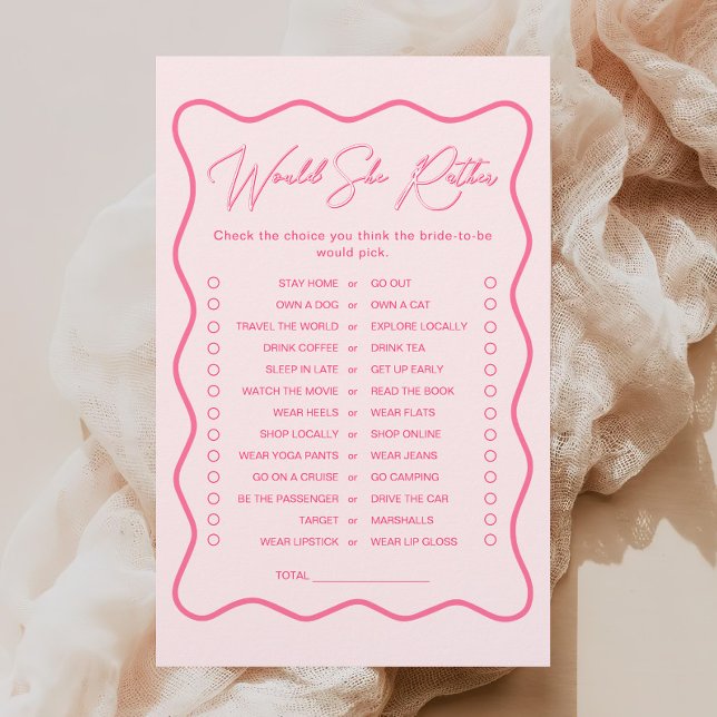 波状ピンクのブライダルシャワーは彼女はむしろゲームをする (クリエイターアップロード済み)