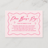 波状ピンクブライダルシャワーレシピカード エンクロージャーカード (正面)